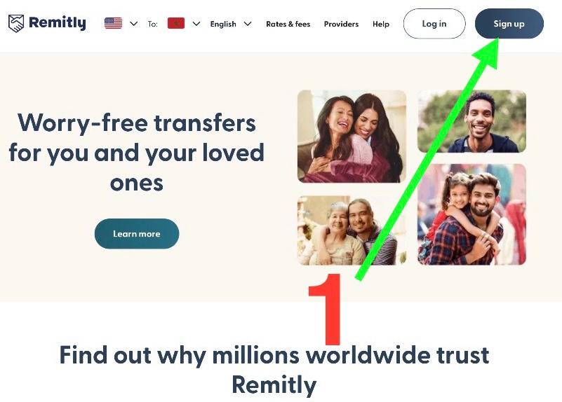 Sign up on Remitly