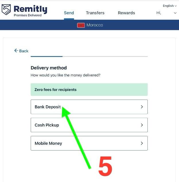 Select Morocco in Remitly